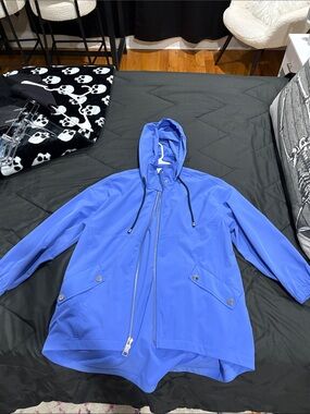 blue rain jacket